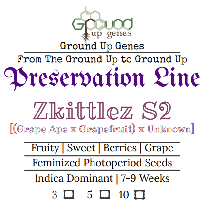 Zkittles S2 Ground Up Genes Feminized Photoperiod Cannabis Seeds